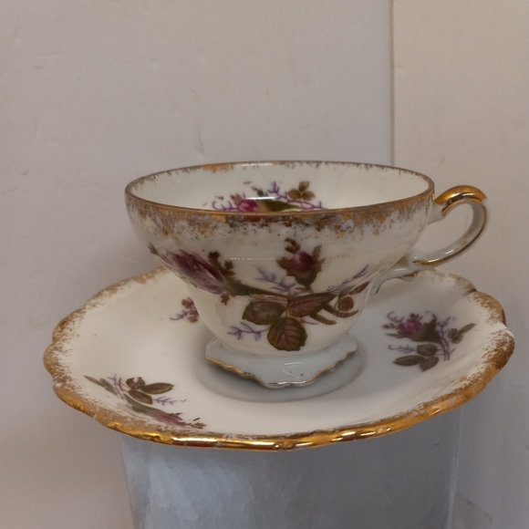 VTGE 12Pc. UCAGCO Demitasse Moss Rose China Teacups and Saucers Collectible - Picture 6 of 12